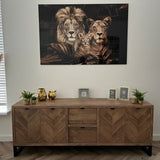 Glasschilderij - 150x100 / 120x80cm - Exclusive - Dieren - Lynn Leeuwen Familie Welpjes - 1, 2, 3, 4, 5 Welpen