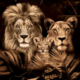 Glasschilderij - 150x100 / 120x80cm - Exclusive - Dieren - Lynn Leeuwen Familie Welpjes - 1, 2, 3, 4, 5 Welpen