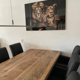 Glasschilderij - 150x100 / 120x80cm - Exclusive - Dieren - Lynn Leeuwen Familie Welpjes - 1, 2, 3, 4, 5 Welpen