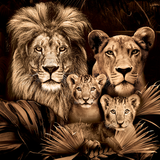 Glasschilderij - 150x100 / 120x80cm - Exclusive - Dieren - Lynn Leeuwen Familie Welpjes - 1, 2, 3, 4, 5 Welpen