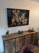 Glasschilderij - 150x100 / 120x80cm - Exclusive - Dieren - Lynn Leeuwen Familie Welpjes - 1, 2, 3, 4, 5 Welpen