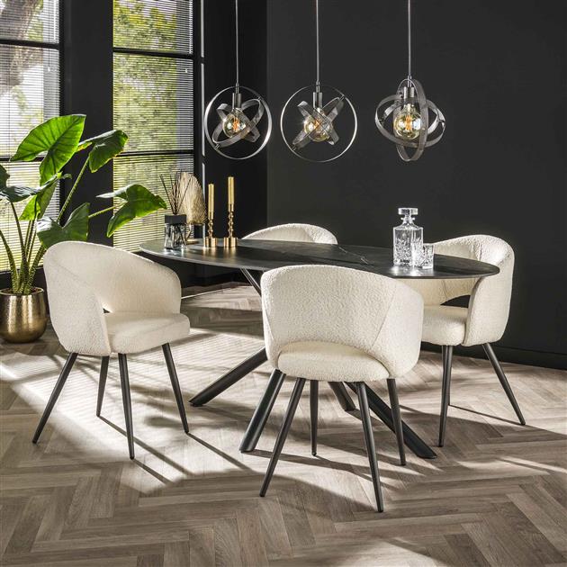 Modera - Armstoel boucle salon. VPE2 - Boucle wit - set van: 2