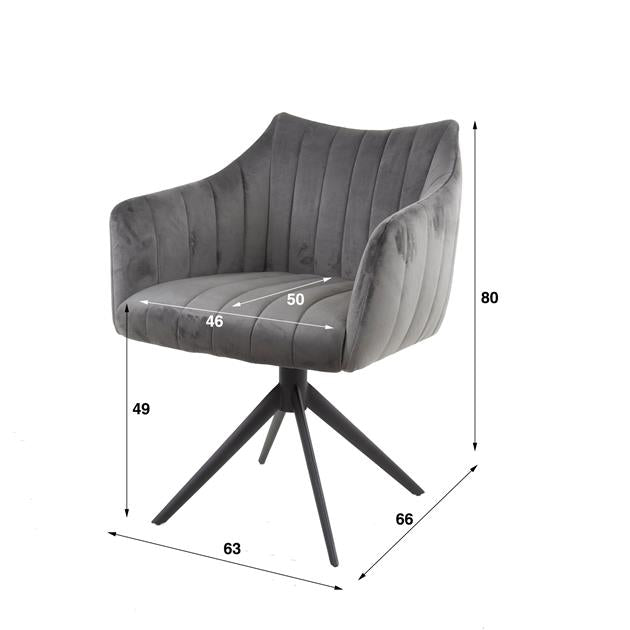 Modera - Armstoel cinema draaibaar. VPE2 - Antraciet velours - set van: 2