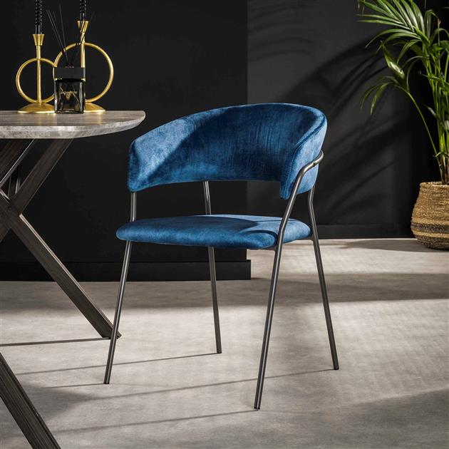 Modera - Armstoel club. VPE4 - Blauw velours - set van: 4