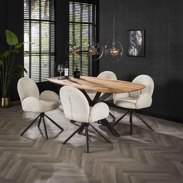 Modera - Armstoel rondo boucle. VPE2 - Boucle wit - set van: 2