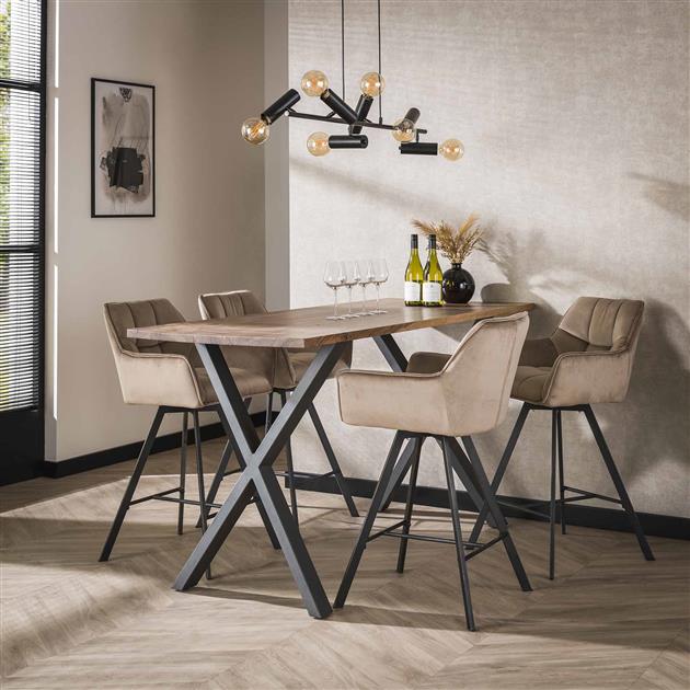 Modera - Barstoel raster draaibaar. VPE2 - Champagne velours - set van: 2