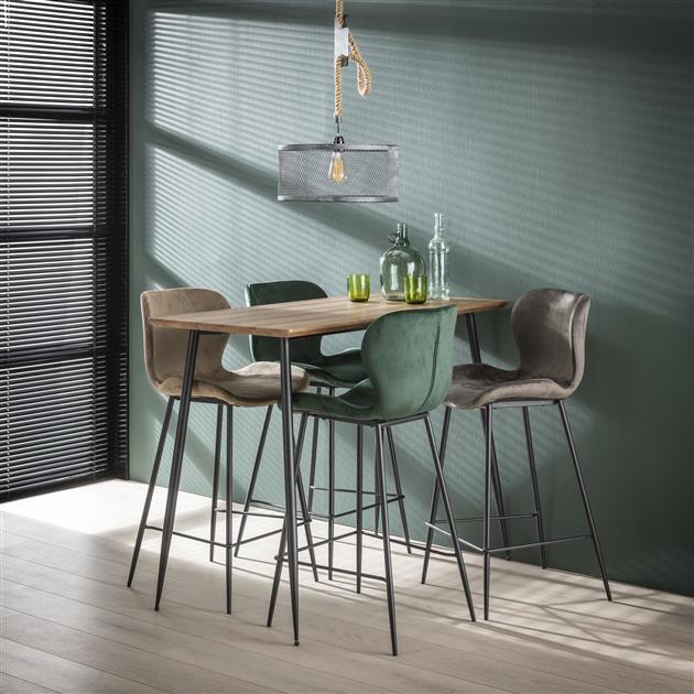 Modera - Barstoel ronde buis. VPE4 - Groen velours - set van: 4