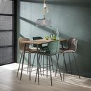 Modera - Barstoel ronde buis. VPE4 - Groen velours - set van: 4