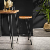 Modera - Barstoel stam houten zitting. VPE2 - Massief acacia naturel - set van: 2