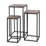 Modera - Bloemenzuil Teca set-3 vierkant buisframe - Teakhout greywash