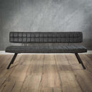 Modera - Eetkamerbank 180 cm voorzien van kruisstiksel en een open rug. - Wax PU zwart