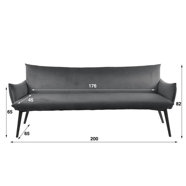 Modera - Eetkamerbank 180 lobby - Antraciet velours