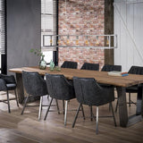 Modera - Eetkamerfauteuil striped zwart geschuurd RVS poten. VPE2 - Wax PU zwart - set van: 2