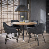 Modera - Eetkamerfauteuil striped zwart geschuurd RVS poten. VPE2 - Wax PU zwart - set van: 2