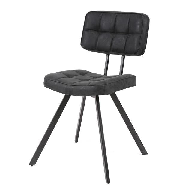 Modera - Eetkamerstoel uitgevoerd in PU wax voorzien van kruisstiksel en open rug. VPE4 - Wax PU zwart - set van: 4