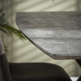 Modera - Eetkamertafel 160 ovaal blad zwart gepoedercoat frame - 3D betonlook grijs