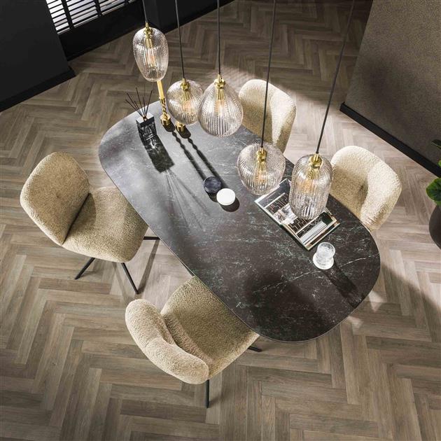 Modera - Eetkamertafel 180 kolom ceramic - Ceramic natural black