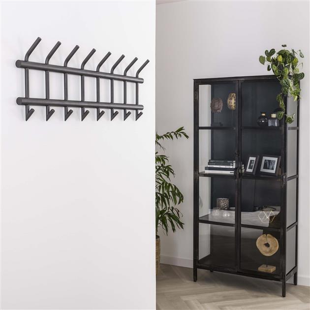 Modera - Garderobe met 8 haken uitgevoerd in ronde buis - Donkergrijs Mat