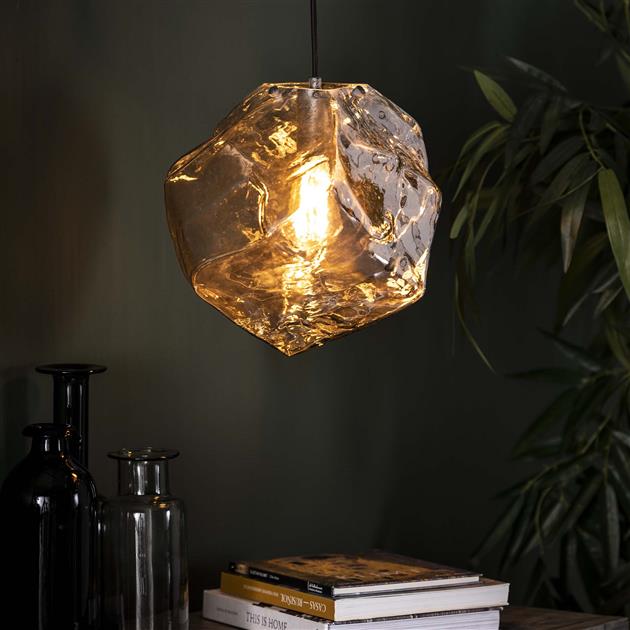 Modera - Hanglamp 1L rock chromed - Chromed glas meubelboutique.nl