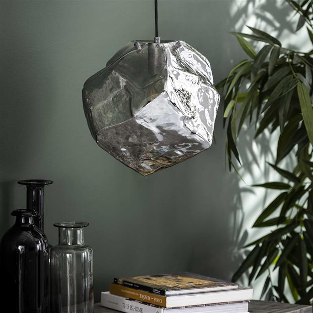 Modera - Hanglamp 1L rock chromed - Chromed glas meubelboutique.nl