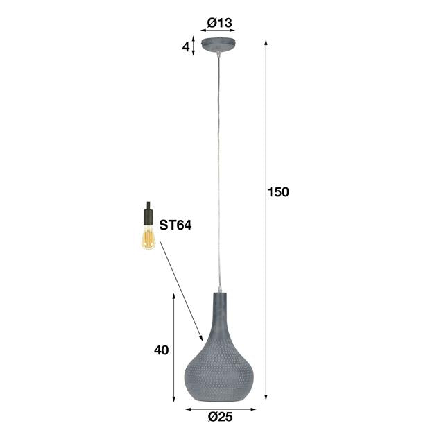 Modera - Hanglamp 1x industry concrete kegel-Grijs