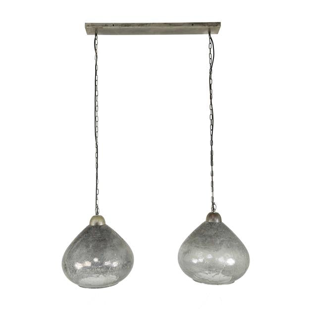 Modera - Hanglamp 2L bell clearstone - Oud zilver meubelboutique.nl