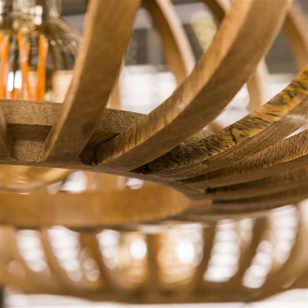 Modera - Hanglamp 2L stripes - Massief mango naturel