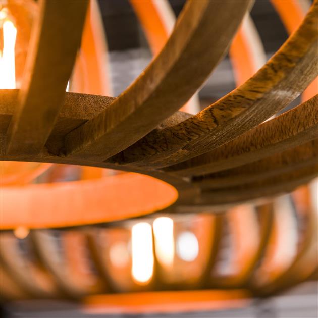 Modera - Hanglamp 2L stripes - Massief mango naturel