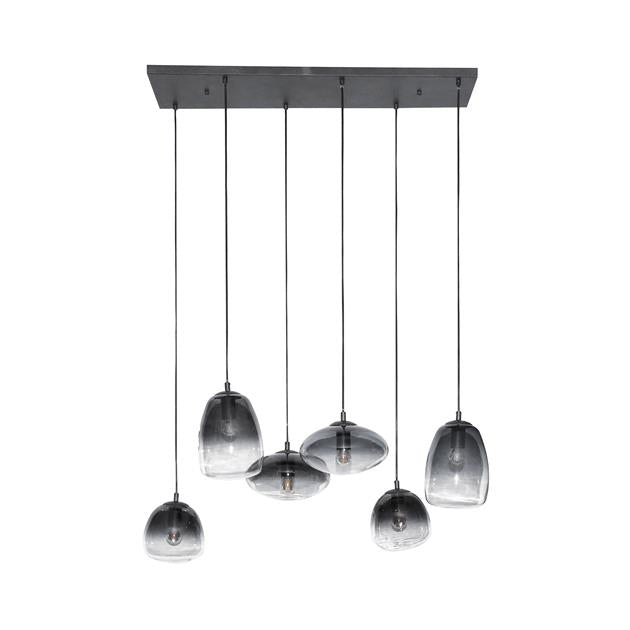 Modera - Hanglamp 3+3 mix glass shaded - Artic zwart