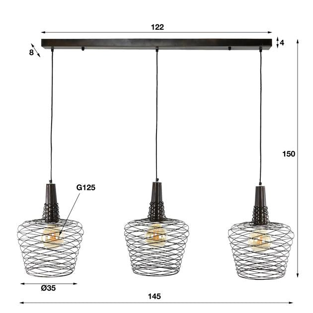 Modera - Hanglamp 3L accent - Antiek koper finish meubelboutique.nl