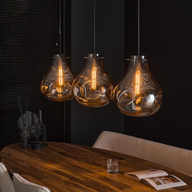 Modera - Hanglamp 3L dent glass - Artic zwart meubelboutique.nl
