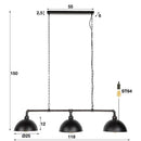 Modera - Hanglamp 3L halfronde kap-industrial tube - Zwart