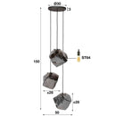 Modera - Hanglamp 3L rock chromed getrapt - Chromed glas