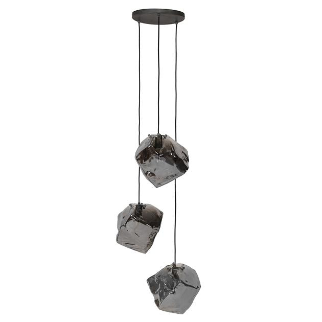 Modera - Hanglamp 3L rock chromed getrapt - Chromed glas meubelboutique.nl