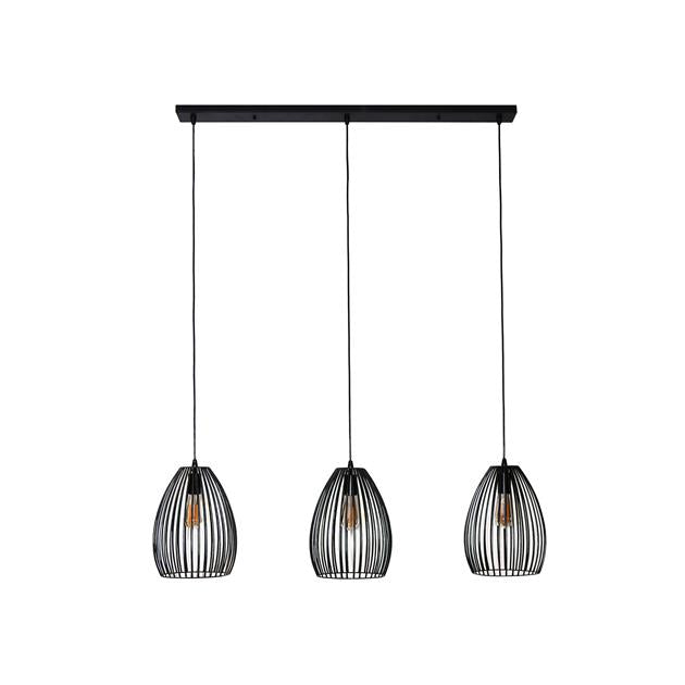 Modera - Hanglamp 3L stripe metal - Zwart bruin meubelboutique.nl