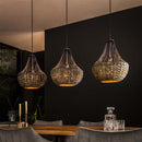 Modera - Hanglamp 3x kegel waterhyacint - Zwart nikkel