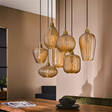Modera - Hanglamp 4+3 V-shape pattern mix - Amberkleurig glas