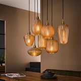 Modera - Hanglamp 4+3 V-shape pattern mix - Amberkleurig glas