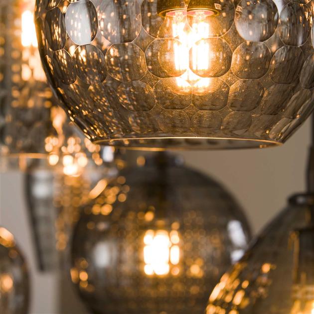 Modera - Hanglamp 4+3 hexagon mix - Smoke grey glas