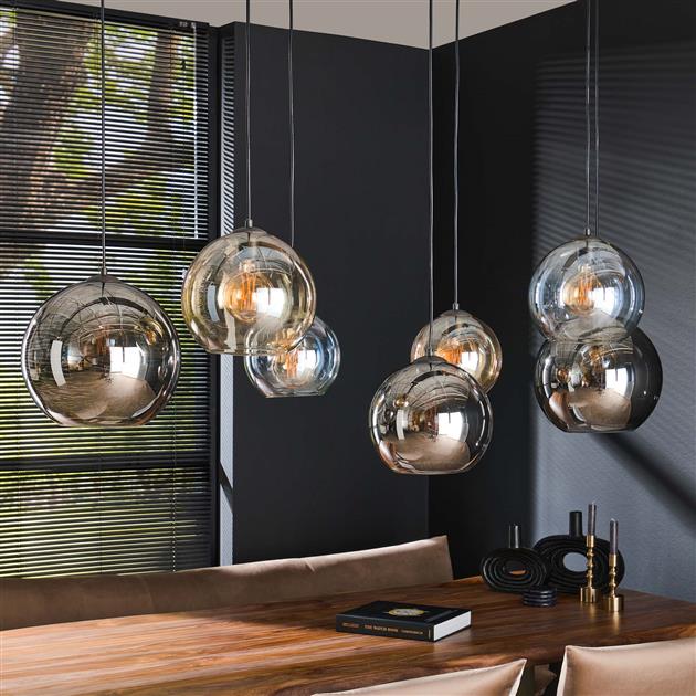 Modera - Hanglamp 4+3 multi globe XL - Artic zwart meubelboutique.nl