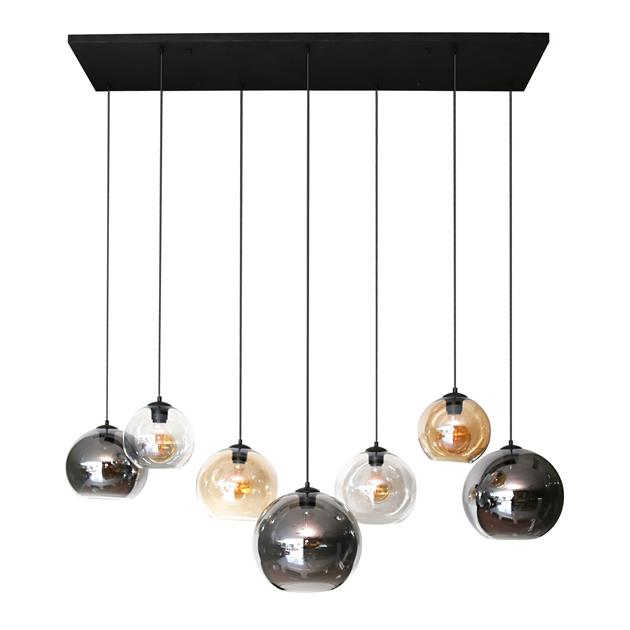 Modera - Hanglamp 4+3 multi globe XL - Artic zwart meubelboutique.nl