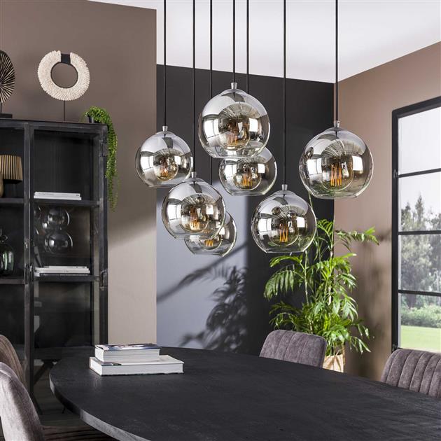 Modera - Hanglamp 4+3L bubble shaded - Oud zilver meubelboutique.nl