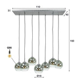 Modera - Hanglamp 4+3L bubble shaded - Oud zilver