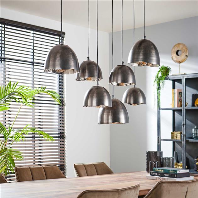Modera - Hanglamp 4+3L mirror - Zwart nikkel