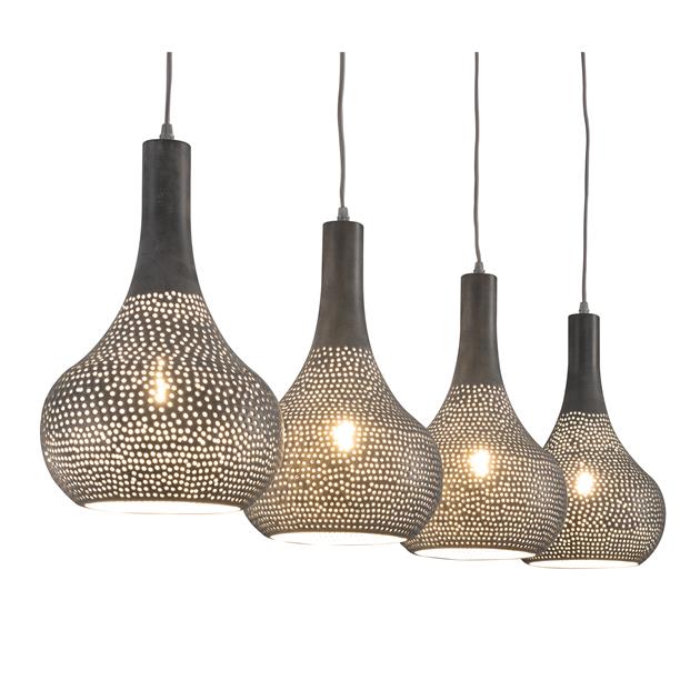 Modera - Hanglamp 4L punch kegel - Grijs