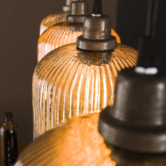 Modera - Hanglamp 4L stripe cilinder - Amberkleurig glas meubelboutique.nl