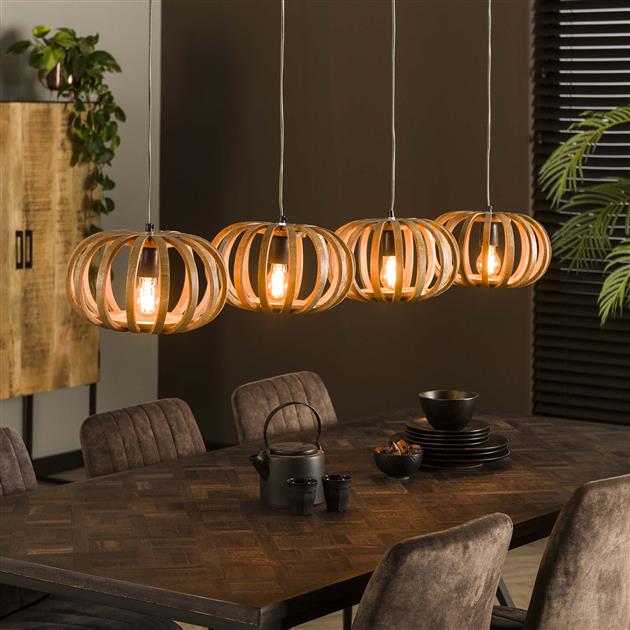Modera - Hanglamp 4L stripes - Massief mango naturel