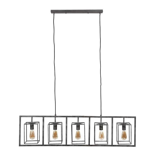 Modera - Hanglamp 5L cubic tower - Oud zilver meubelboutique.nl