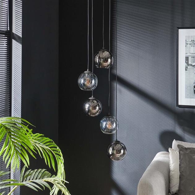 Modera - Hanglamp 5L getrapt bubbles bicolore - Artic zwart