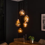Modera - Hanglamp 5L getrapt mix - Amberkleurig glas